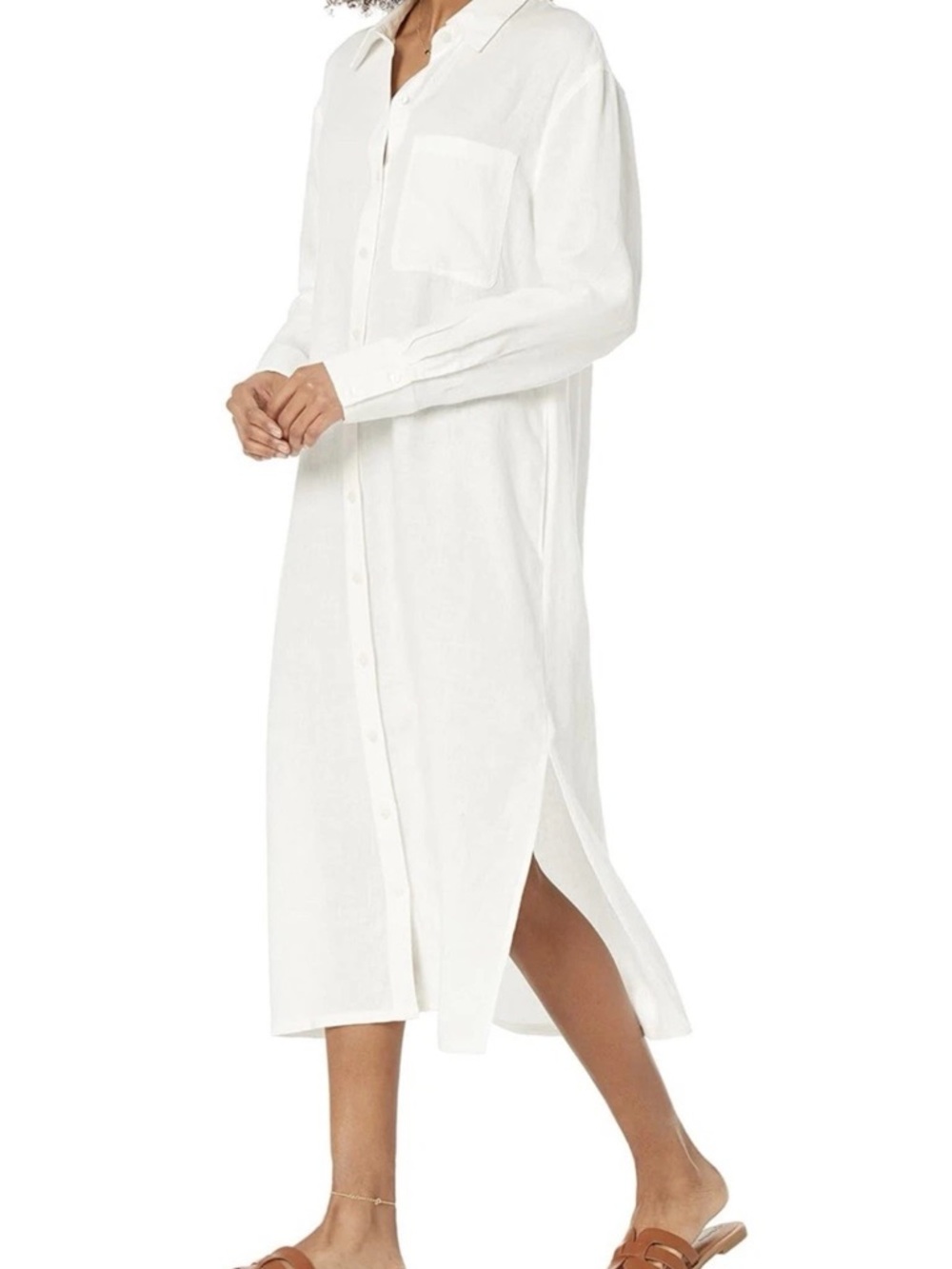Women's White Linen Shirt Dress XL summer perfect